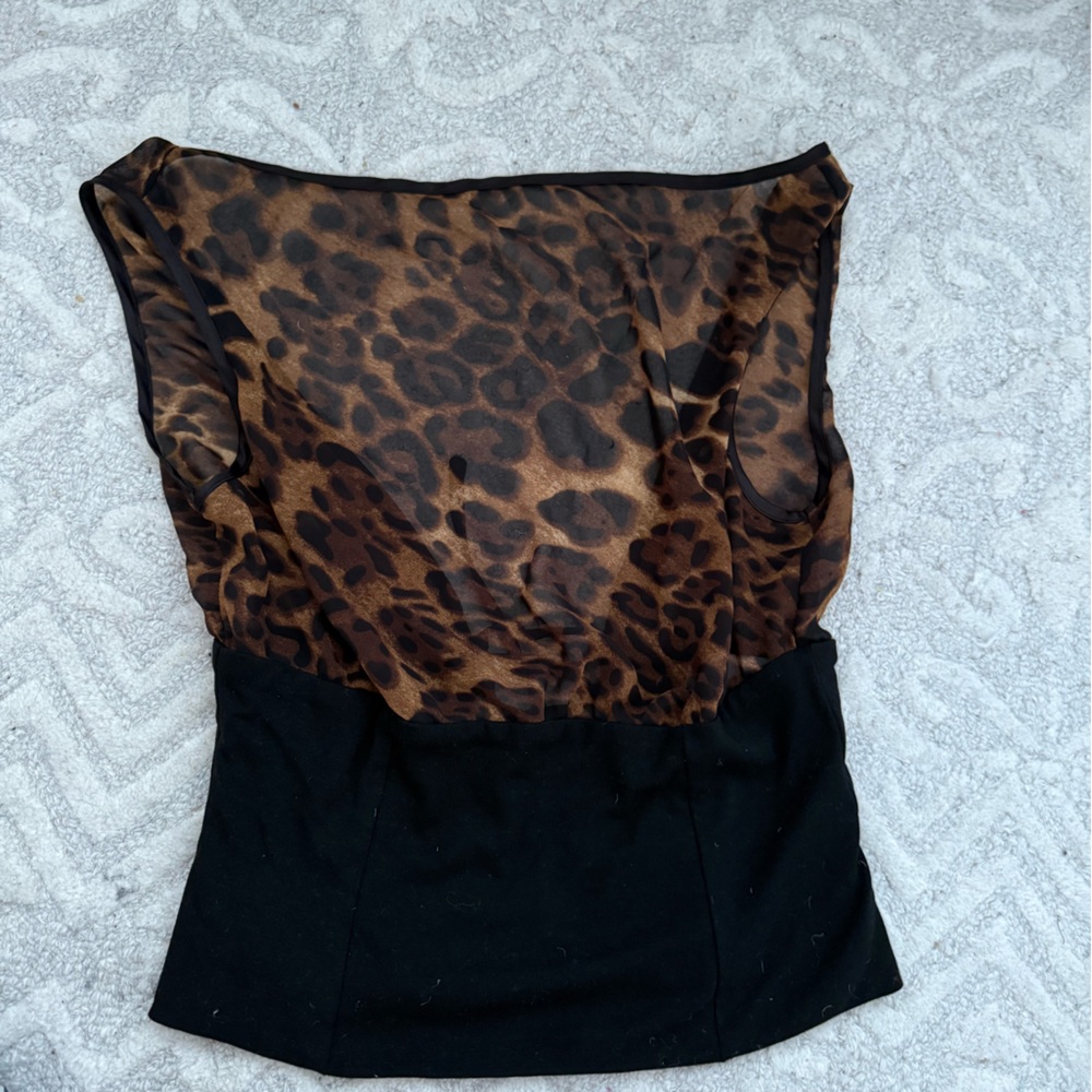 Brown and Black Mesh lace up top